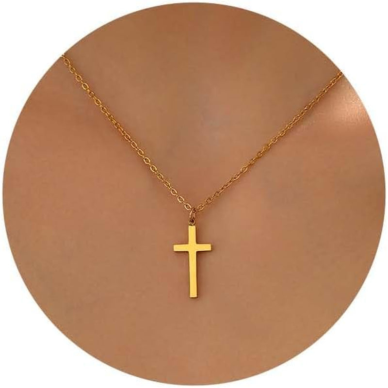 18K Gold Plated Sideways Cross Necklace for Women Stainless Steel Tiny Small Cross Pendant Necklace Dainty Simple Jewelry Christmas Gifts - WORLD TIME VISITS