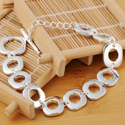 925 Sterling Silver Classic Square Geometric Pendant Necklace Bracelet Drop Earrings Fashion Jewelry Set