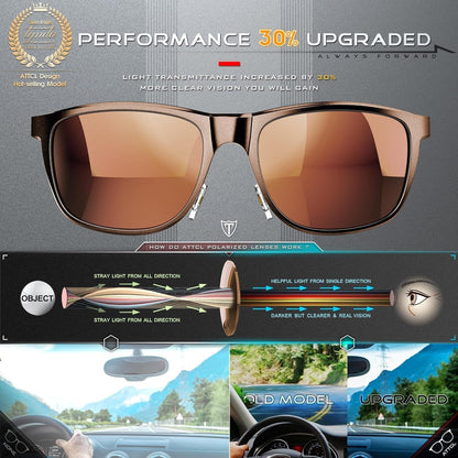 Men'S Retro Metal Frame Driving Polarized Sunglasses for Men Sun Glasses