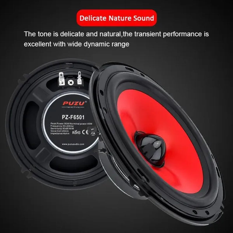 2Pcs 6.5 Inch 90W Full Range Frequency Car Audio Speaker Heavy Mid-Bass Ultra-Thin Modified Speakers - WORLD TIME VISITS