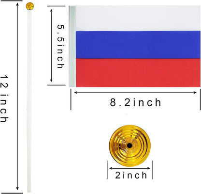 12 Pack Russia Flag Russian Desk Flag Small Mini Russian Table Flags with Stand Base,Home Office Festival Events Celebration Decorations