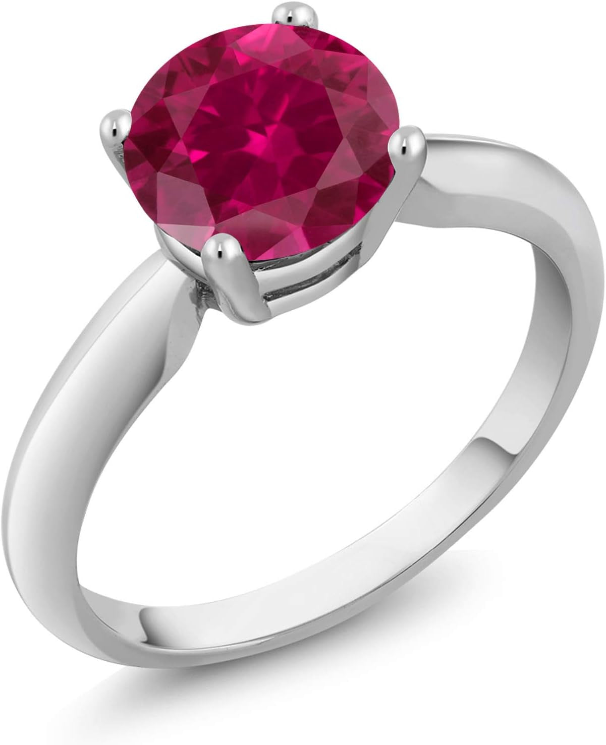 925 Sterling Silver round 7MM Gemstone Birthstone Solitaire Engagement Ring | Wedding Engagement Anniversary Promise Ring for Women