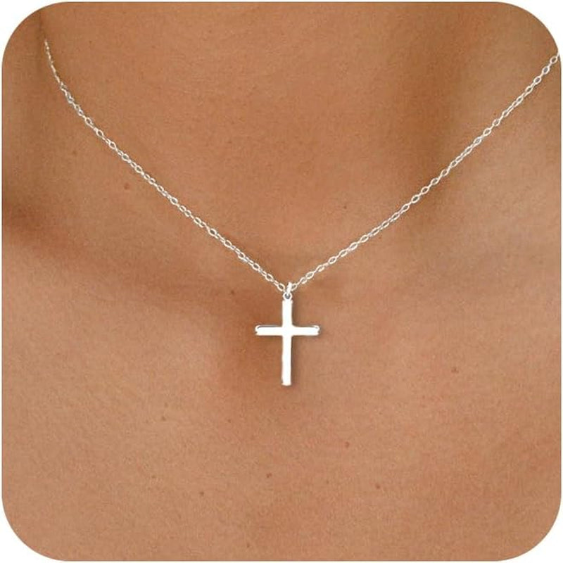 Cross Necklace for Women - Dainty 925 Sterling Silver/Gold Plated Layered Cross Pendant Simple Small Necklaces for Women Trendy Jewelry Gifts