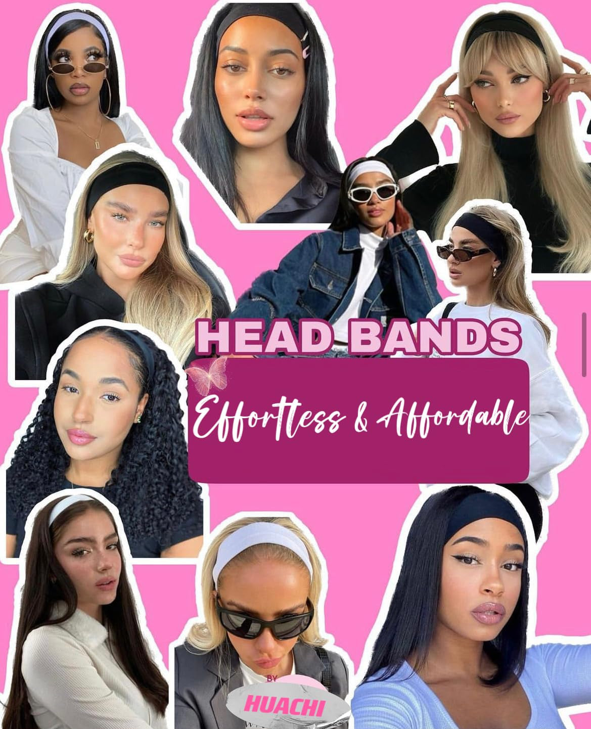 Headbands for Women 16 Pack Elastic Hair Bands for Women' Hair Non Slip Soft Cloth Fabric Headbands Women Hair Accessories, Black White Gray Women‘S Headband