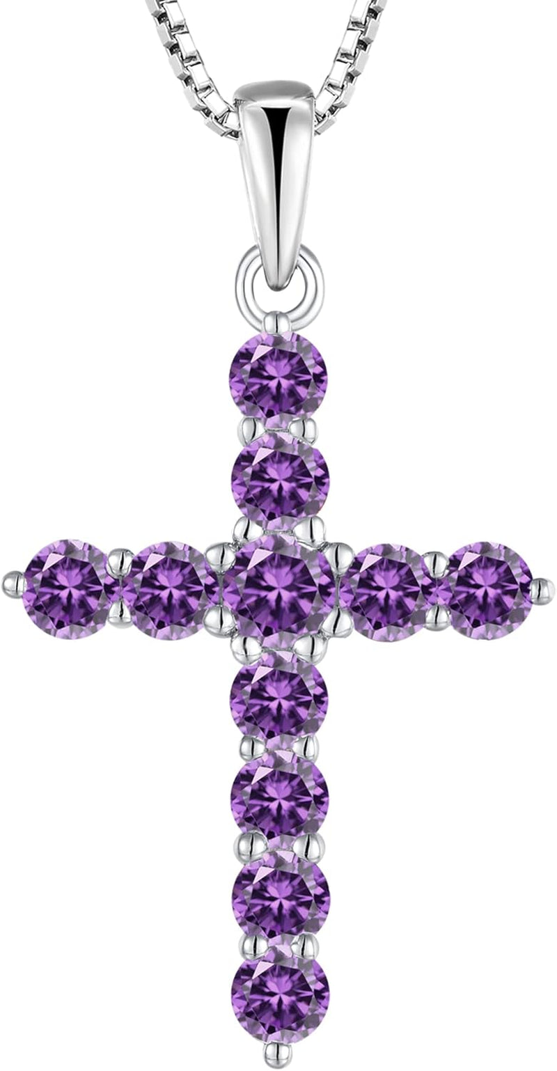 Cross Necklace Sterling Silver Crucifix Pendant Gemstones Jewelry for Women