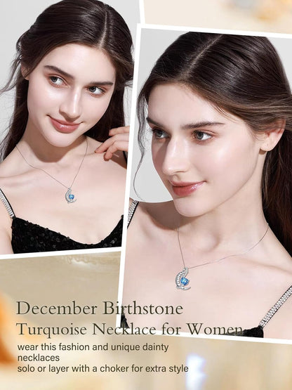 I Love You to the Moon and Back Necklace Sterling Silver Heart Birthstone Necklace Birthday Jewelry Gifts for Women