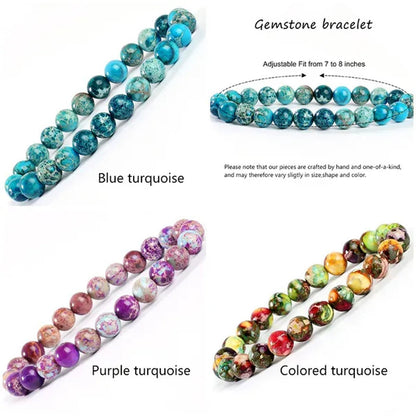 Hot Sale 6-8mm Unisex Natural Stone Bracelet Malachite/Tiger Eye/amethyst/agate/gemstone Bracelet Round Bead Elastic Bracelet Handmade Chakra Treatment Stone Jewelry Ladies Mens Girls