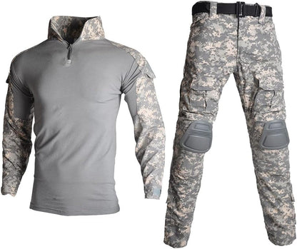 Mens Tactical Military Suits Long Sleeve Rip-Stop Uniforms Combat Shirt and Pants Elbow Knee Pads - WORLD TIME VISITS