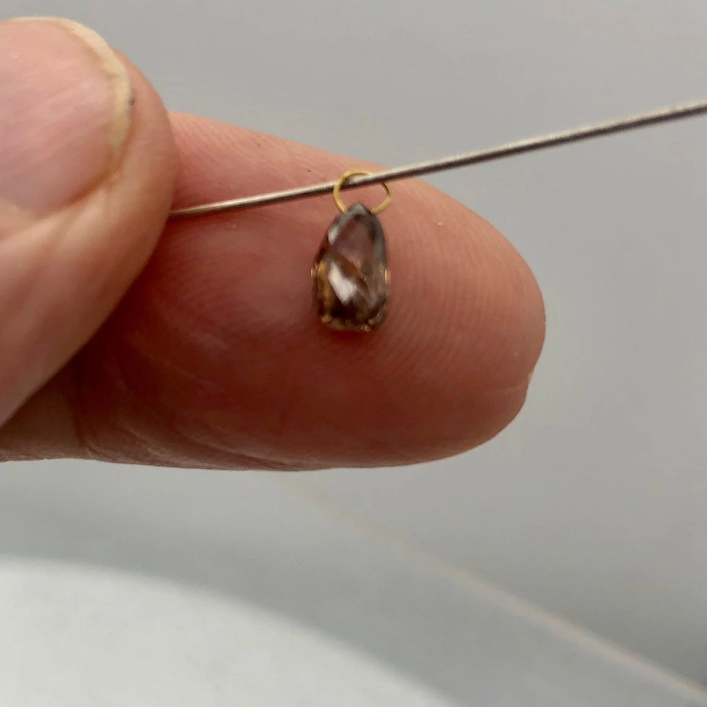 0.79Cts Champagne Diamond 18K Briolette Pendant |6.75X3.75X2.75Mm and 3Mm Loop |
