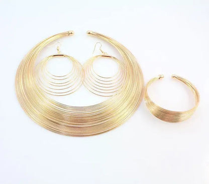 Fashion Necklace Earrings Bangle African Costume Gold/S Plated Jewelry Sets