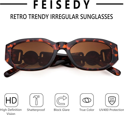 Retro Trendy Rectangle Sunglasses Women Men Vintage 90S Small Narrow Square Sunglasses B2322