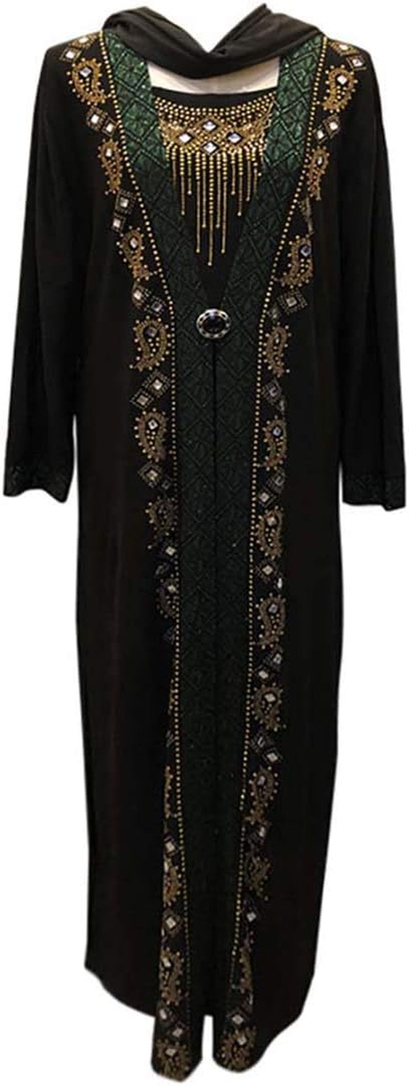 Women Muslim Dress Middle East Arabian Robe Islamic Abaya Long Sleeve Rhinestones Embroidered Cardigan Dress