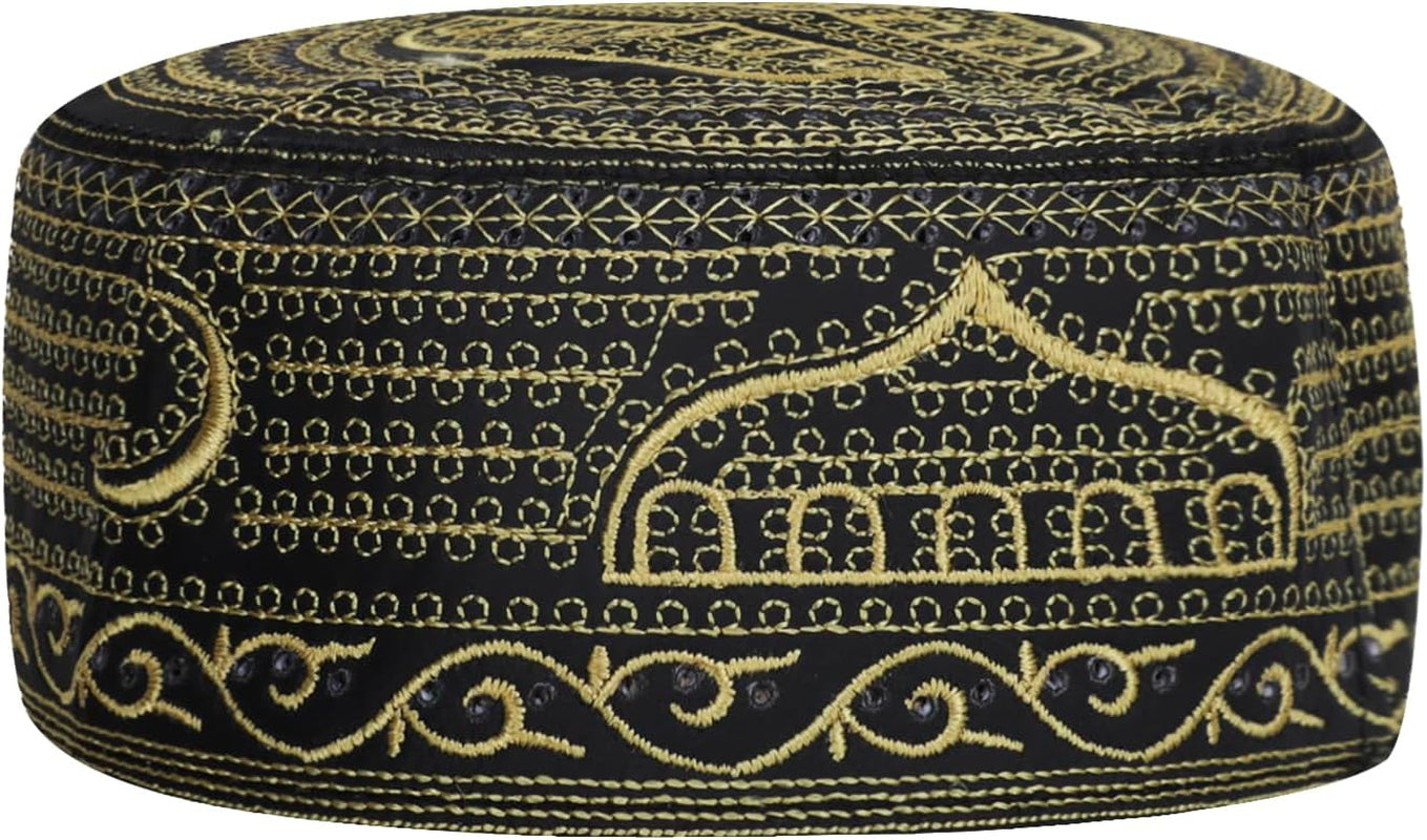 Islamic Men Prayer Kufi Hat Muslim Arabian Embroidered Skull Cap Arab Indian Religious Praying Cap Ramadan Eid Gift