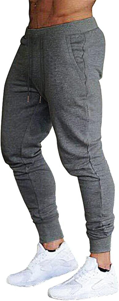 Men'S Slim Joggers Workout Pants for Gym Running and Bodybuilding Athletic Bottom Sweatpants with Deep Pockets - WORLD TIME VISITS