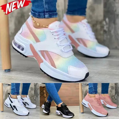 Women'S Flying Weave Mesh Breathable Sports Shoes Air Cushion Lightweight Casual Sneakers Athletic Tennis Shoes Walking Sneakers