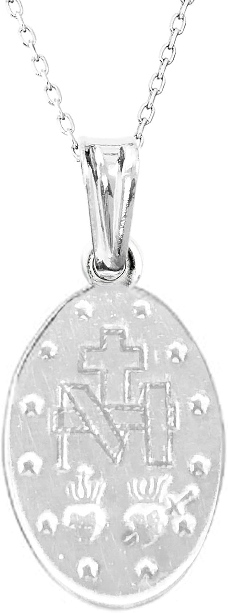 Italian Sterling Silver Miraculous Virgin Mary Medal Latin Prayer Charm Pendant Necklace(12Mm, 15Mm, 19Mm) - WORLD TIME VISITS