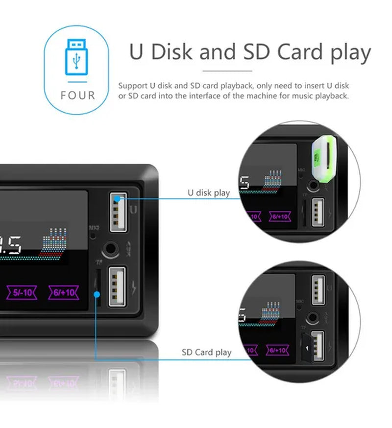 Podofo Autoradio 12V 1Din Car Radio Bluetooth Car Stereo In-Dash Car Audio Phone AUX-IN Fm/Usb/Radio Remote Control MP3 Player