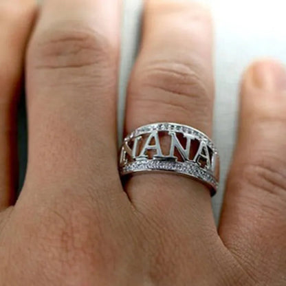 Exquisite Nana Ring Cubic Zirconia Diamond Jewelry Grandmother Birthday Christmas Gift