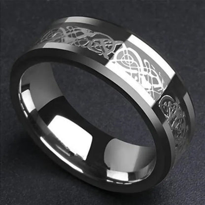 8Mm Blue Black Dragon Pattern Beveled Edges Celtic Rings Tungsten Carbide Ring Jewelry Wedding Band for Men Women 6 - 13 - WORLD TIME VISITS