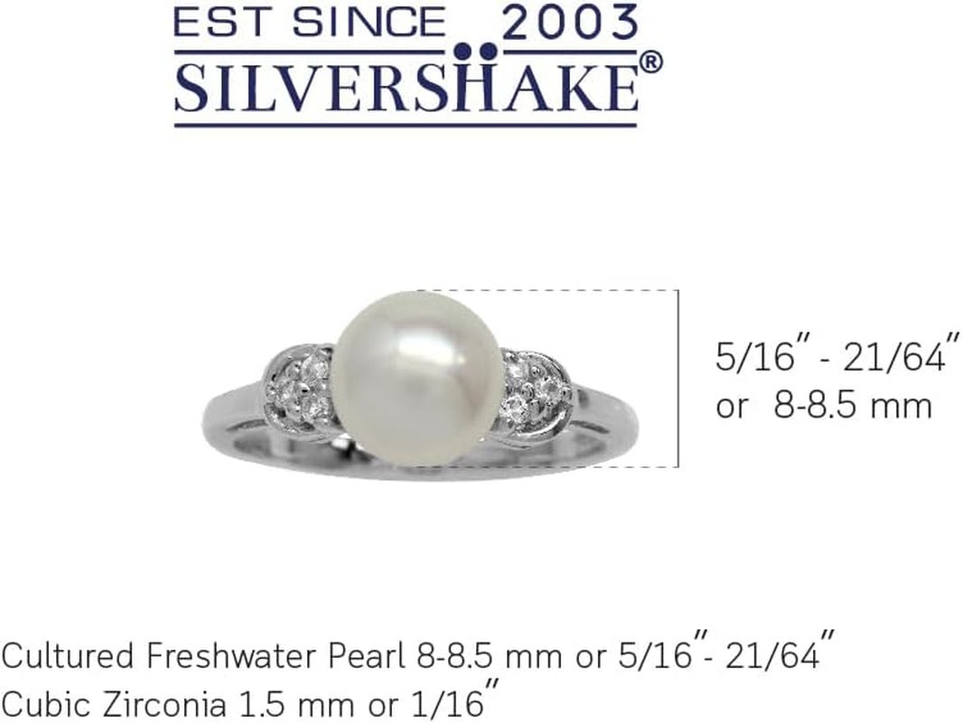 8Mm Cultured Freshwater Pearl White Gold Plated 925 Sterling Silver Ring - WORLD TIME VISITS