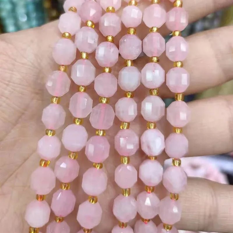 8mm Faceted Natural Blue Apatite Morganite Tiger eye Citrine Strawberry Sunstone Gem Stone Beads Round Loose Spacer Beads - WORLD TIME VISITS
