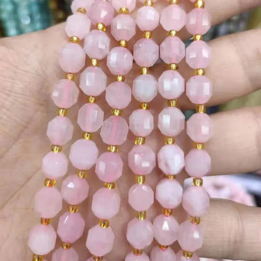 8mm Faceted Natural Blue Apatite Morganite Tiger eye Citrine Strawberry Sunstone Gem Stone Beads Round Loose Spacer Beads - WORLD TIME VISITS