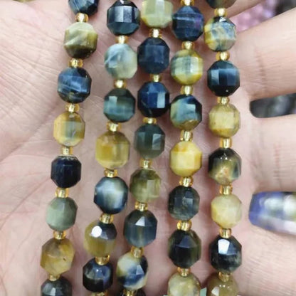 8mm Faceted Natural Blue Apatite Morganite Tiger eye Citrine Strawberry Sunstone Gem Stone Beads Round Loose Spacer Beads