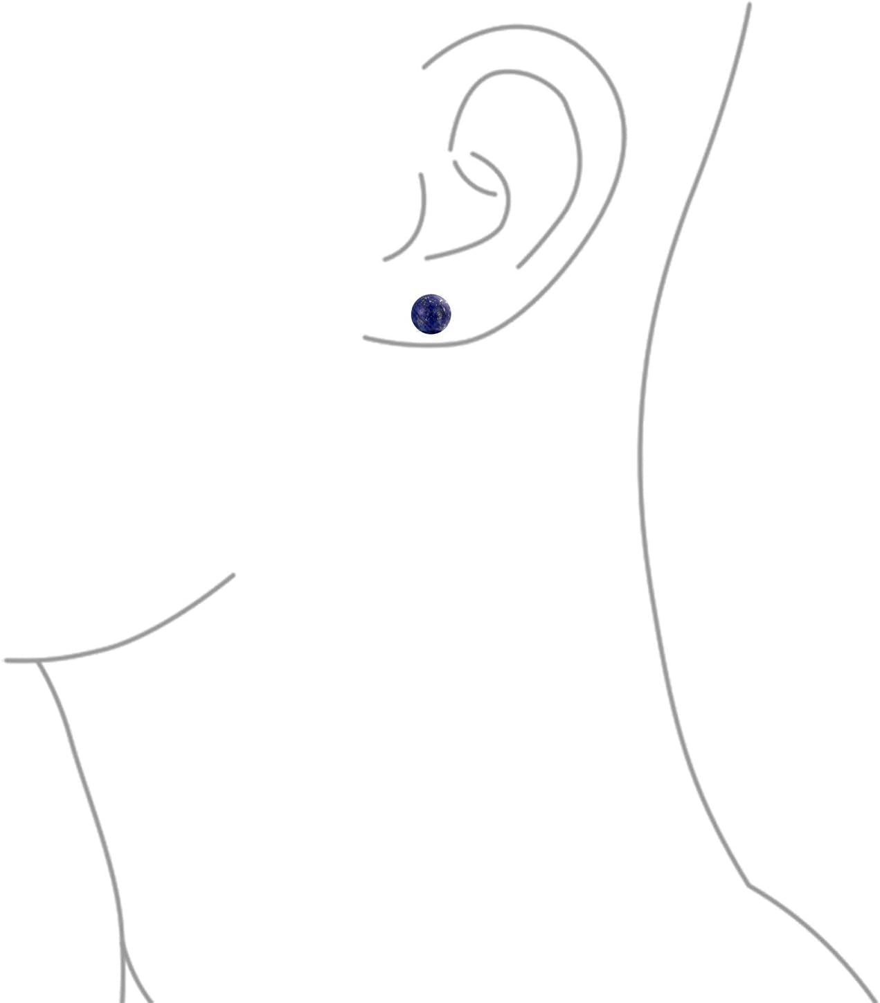 8MM Natural Gemstone round Bead Ball Stud Earrings .925 Sterling Silver for Women Teens -Variety of Birthstones