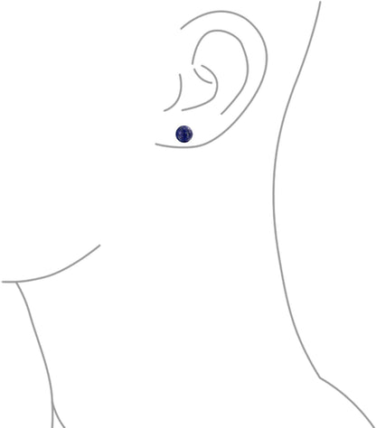 8MM Natural Gemstone round Bead Ball Stud Earrings .925 Sterling Silver for Women Teens -Variety of Birthstones