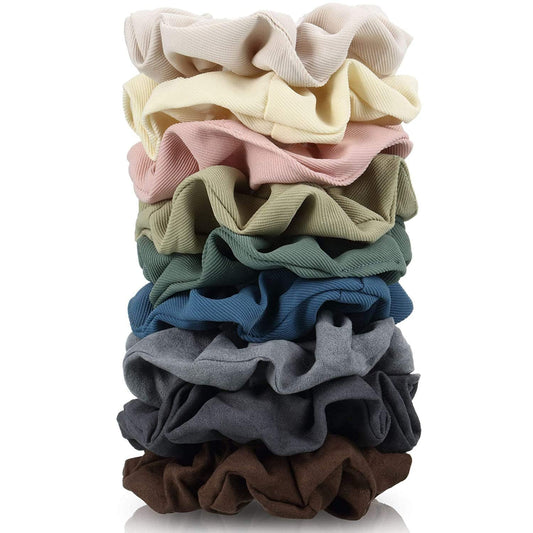 9 Pieces Cotton Hair Scrunchies Matte Nude Hair Bands Elastic Colorful Scrunchy Hair Bands Hair Ties Hair Ropes for Women Girls(Gentle Colors) - WORLD TIME VISITS