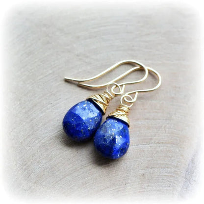 Lapis Lazuli Earrings Sterling Silver, Tiny Lapis Earrings, Navy Blue Earrings