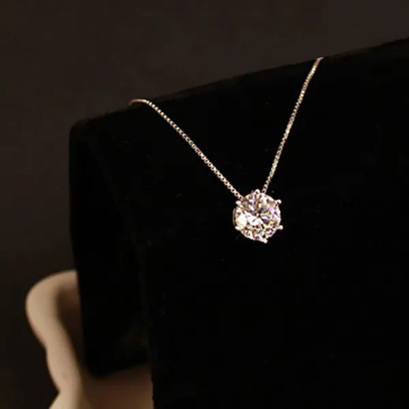 Women Simple Trendy Zircon Rhinestone Choker Necklace Shine Diamond Silver Chain Jewelry