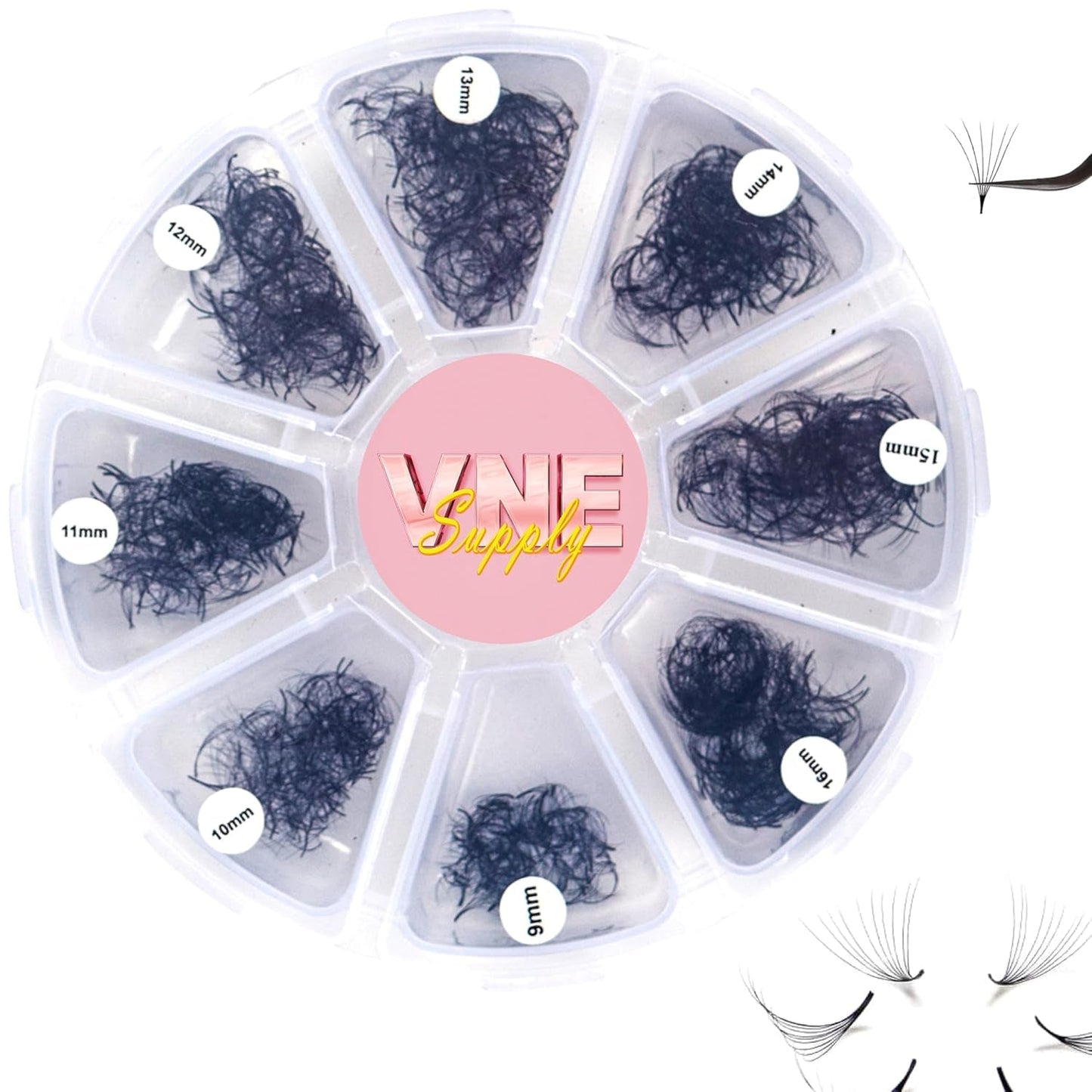 VNE Eyelashes 1000 Fans Tray Volume Lash Extensions Mixed Length | Premade Fans Eyelash Extensions | Mega Lash Extension | Promades Eyelash Fans | 10D, D Curl, 9-16Mm - WORLD TIME VISITS
