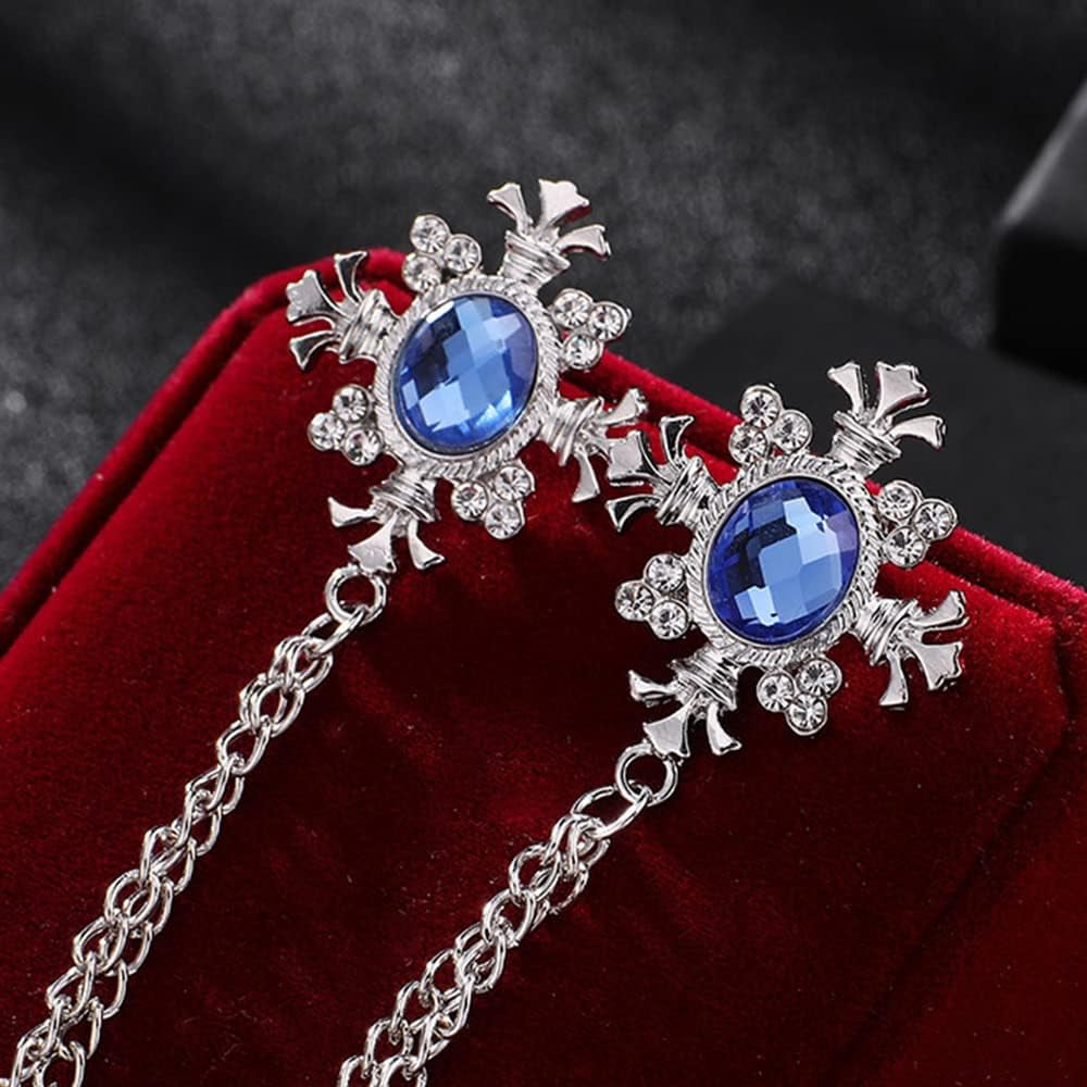 2 Pcs Men'S and Women'S Shirt Collar Tassel Rhinestone Accessories Diamond Crossing Collar Chain Fashion Versatile Suit Brooch(Multi -Color Optional)