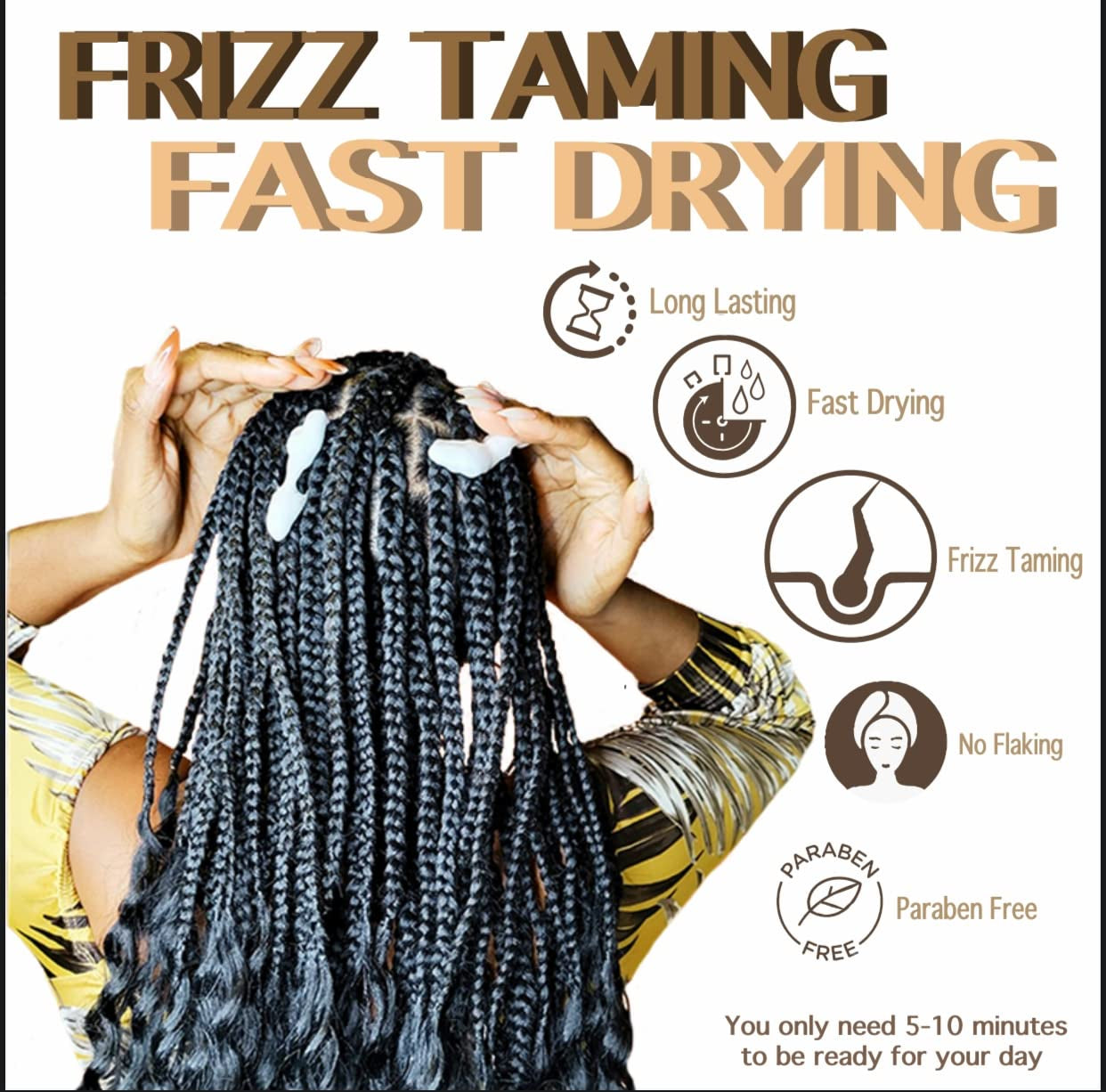 Moose Hair Setting Lotion Foam for Box Braids and Long-Lasting Hold - Professional Braiding Sealer Mousse for Black Women, 8.4Oz/250Ml