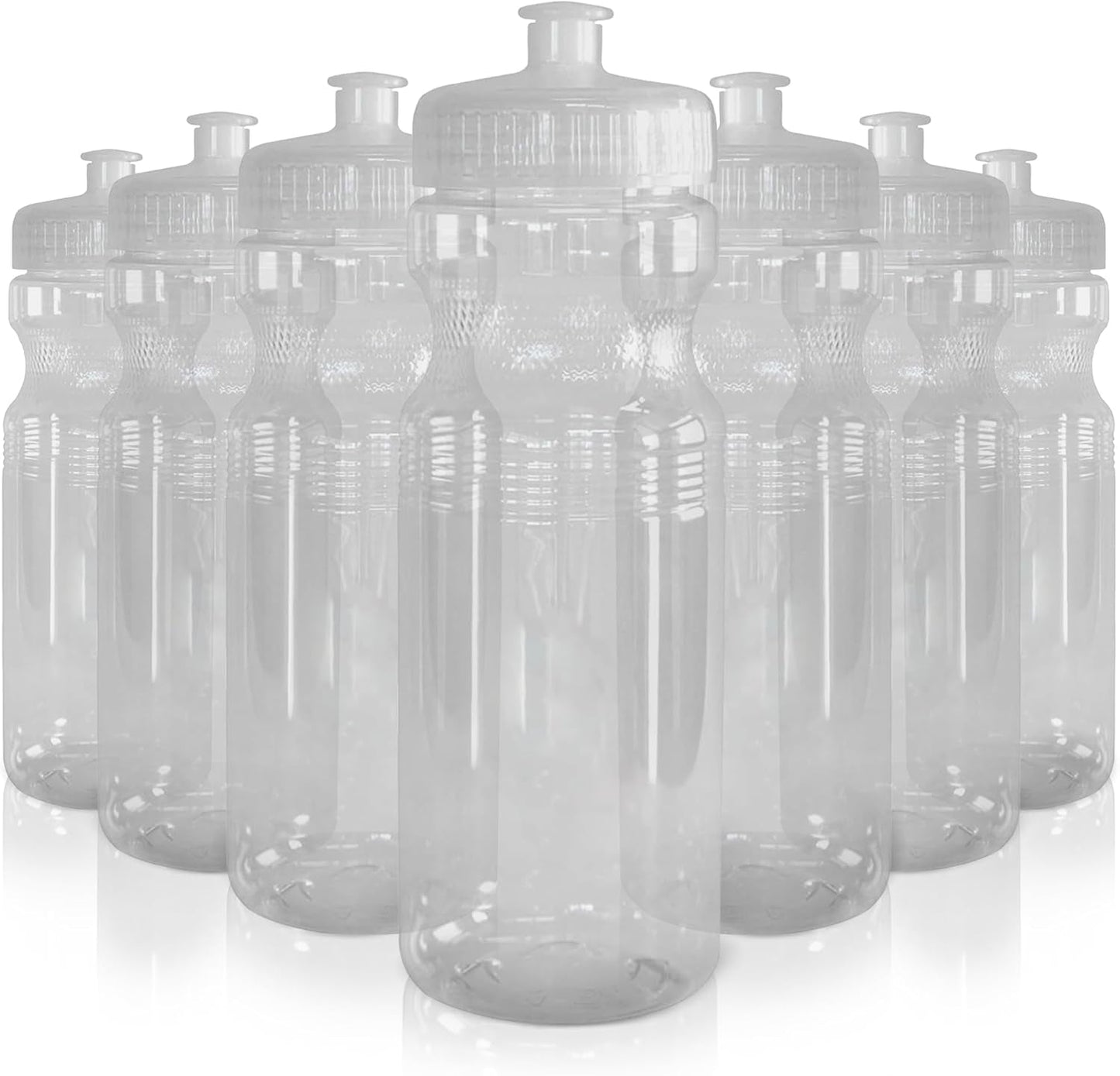 24 Oz. Bulk Water Bottles, 10 Pack, Made in USA, Blank Plastic Reusable Water Bottles for Gym, Cycling, BPA Free, Plastic Water Bottles Pull Top Cap for Sports, Clear - WORLD TIME VISITS