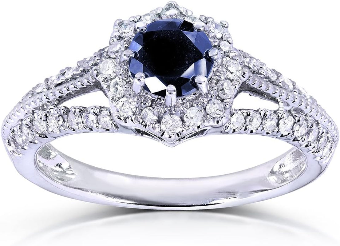 Vintage Style Sapphire & Diamond Engagement Ring 1 Carat (Ctw) in 14K White Gold - WORLD TIME VISITS