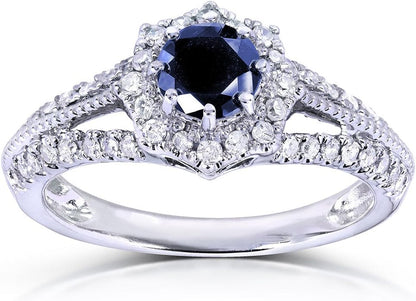 Vintage Style Sapphire & Diamond Engagement Ring 1 Carat (Ctw) in 14K White Gold - WORLD TIME VISITS