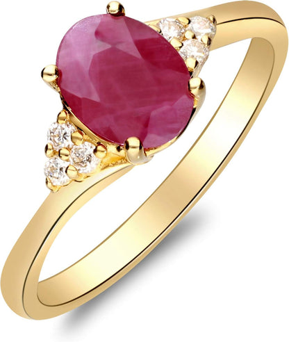 10K Yellow Gold Genuine Ruby & Diamond (I1,I2) (Size 10) Propose Promise Ring for Women