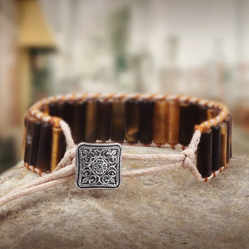 Bohemian Bracelet Tube Natural Emperor Stone Beaded Leather Wrap Chakra Bangles&Bracelets Couples Jewelry the Best Friend Gifts