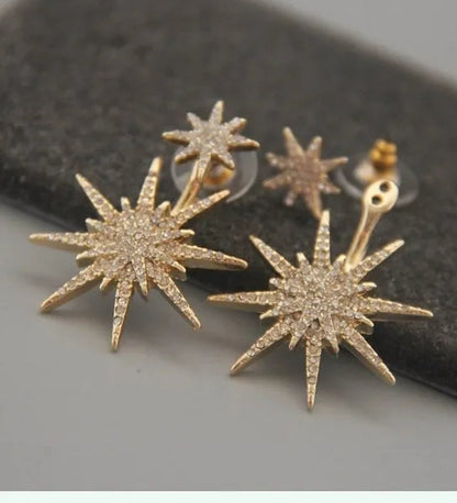 Sparkling Hexagram Snowflake White Sapphire Fission Stud Earrings Charms Bride Jewelry Christmas Gifts