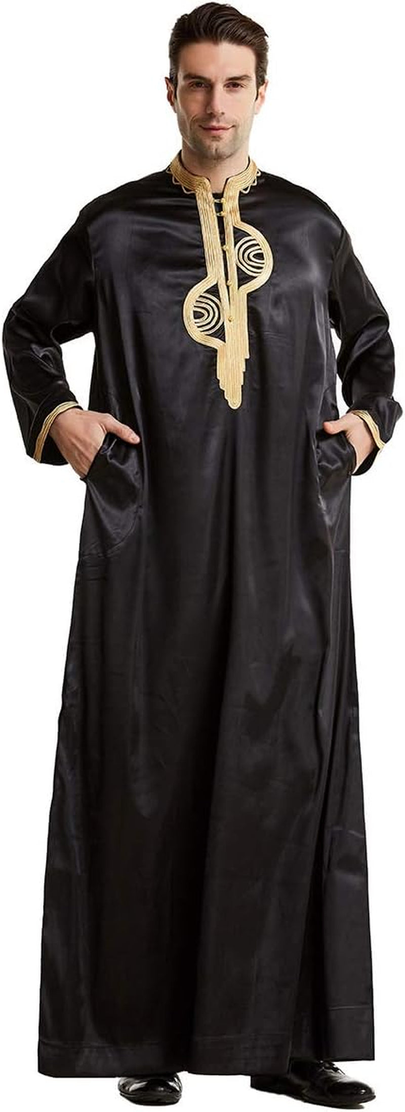 Men'S Muslim Clothes Durable Kaftan Robe Dubai Long Gown Ethnic Clothes,1Pc Soft Robe
