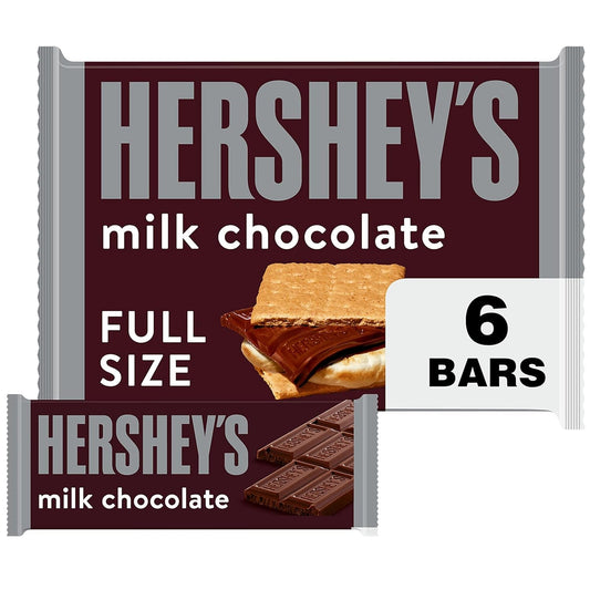 Milk Chocolate Candy, Individually Wrapped, 1.55 Oz Bars (6 Count)
