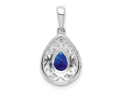 9/10 Carat (ctw) Blue Sapphire Drop Pendant Necklace in Sterling Silver with Chain