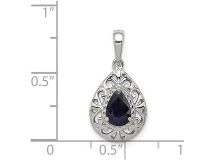 9/10 Carat (ctw) Blue Sapphire Drop Pendant Necklace in Sterling Silver with Chain