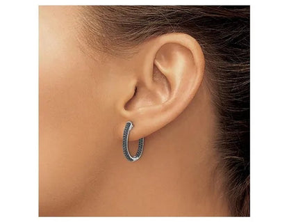 9/10 Carat (ctw) Enhanced Black Diamond In-and-Out Hoop Earrings in 14K White Gold