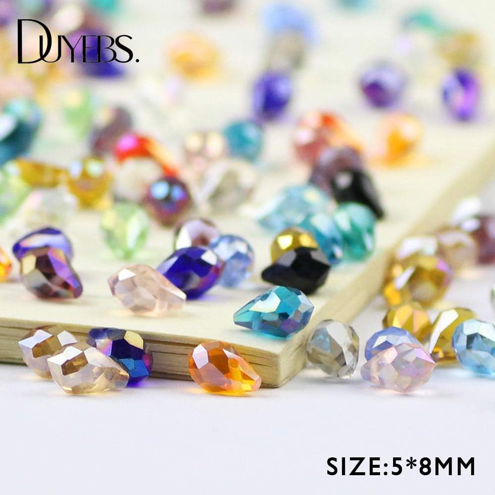 58Mm Austrian Crystal Teardrop Glass Beads 50Pcs Briolette Waterdrop Pendant Loose Beads for Jewelry Making Bracelet DIY - (Color: Gold Champagne) - WORLD TIME VISITS