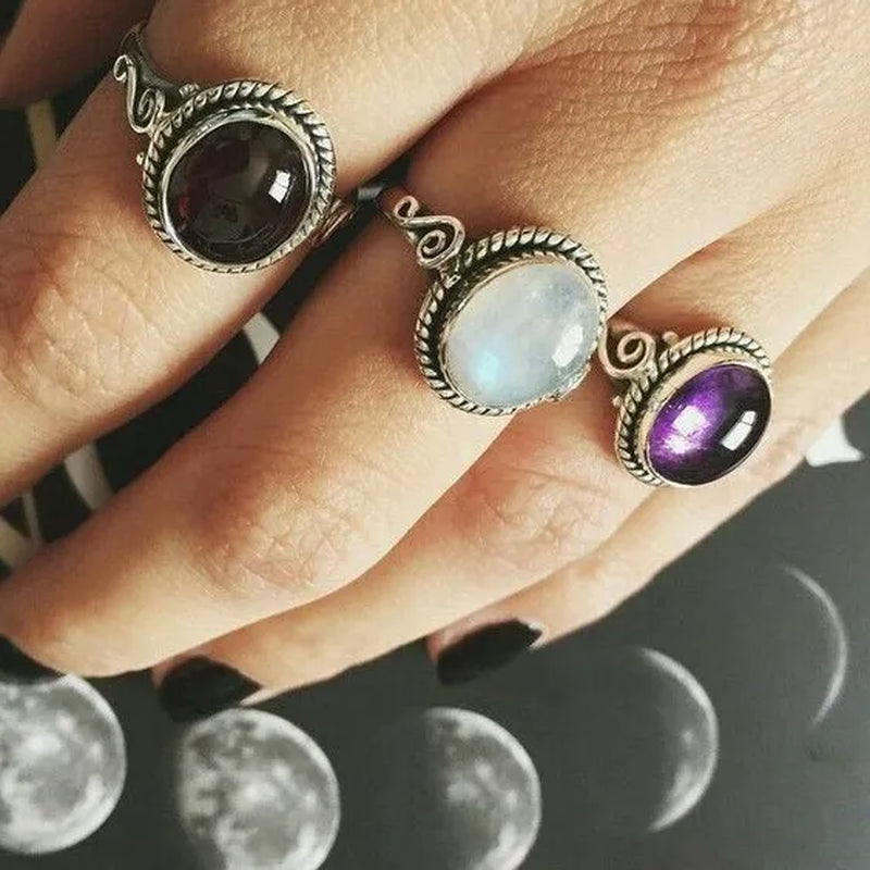 Vintage Amazing  Natural Moonstone  Ring Anniversary Gift Princess Engagement Bridal Wedding Valentine's Day Commitment Ring Jewelry Size 4-12 Aneis Femininos