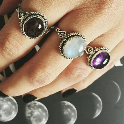 Vintage Amazing  Natural Moonstone  Ring Anniversary Gift Princess Engagement Bridal Wedding Valentine's Day Commitment Ring Jewelry Size 4-12 Aneis Femininos