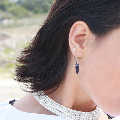 Hand Wired Healing Crystal Point Chakra Dangling Earrings for Women